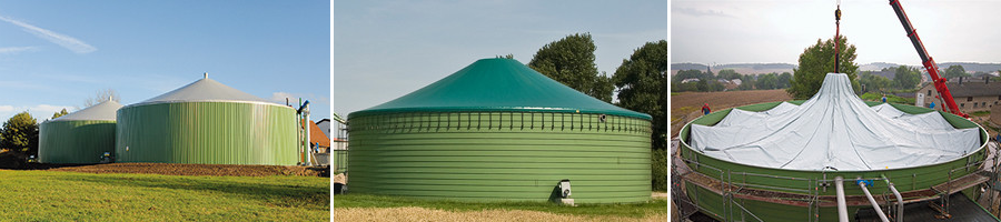 Lipp tank with membrane gas roof