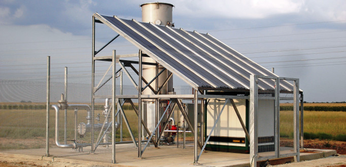 Hofstetter flare and gas plant at Beatrix Gold Mine under a wide Free State sky